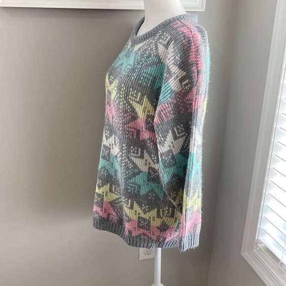 Vintage 80s Croquet Club Gray Crewneck Snowflake Winter Sweater Size Large - Picture 6 of 13